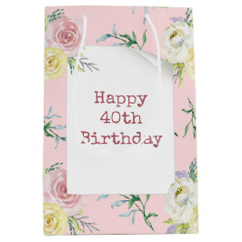 Rose 40. Geburtstag Mittlere Geschenktasche Geschenktüte