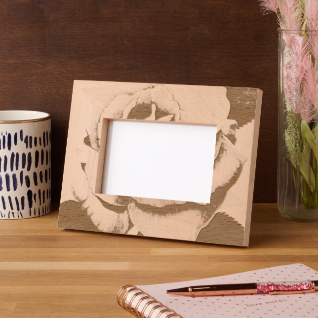 Rose 4"x6" Holzrahmen Geätzte Rahmen (Links)