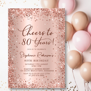 Rose 80. Geburtstag Einladung