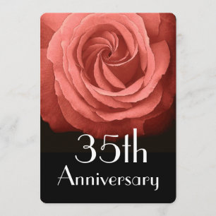 Rose A02D zum 35. Hochzeitstag Einladung