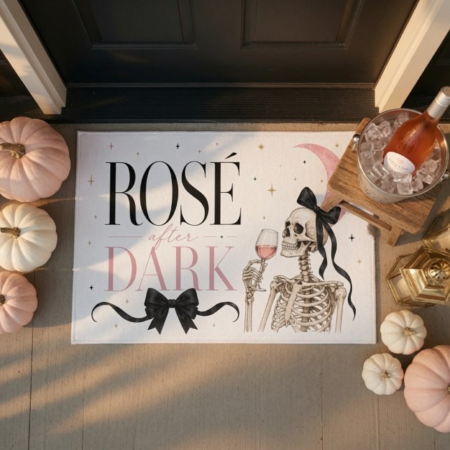 Rosé After Dark Skelett Halloween  Fußmatte (Von Creator hochgeladen)