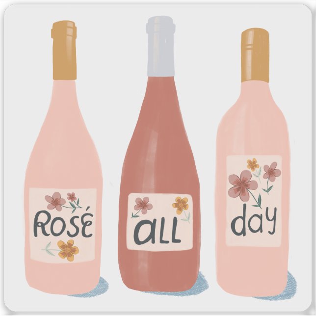 Rose All Day Wine Lovers Illustration Art Aufkleber (Vorderseite)