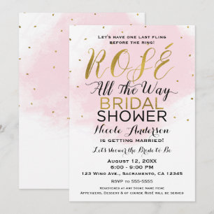 Rosé All the Way BRIDAL SHOWER Wein Rosa & Gold Einladung