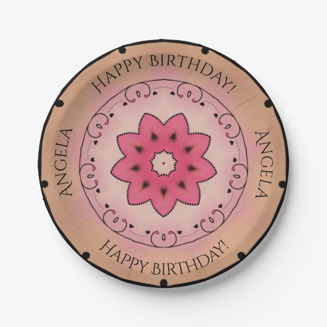 Rose Alles Gute zum Geburtstag  Pappteller (Vorderseite)