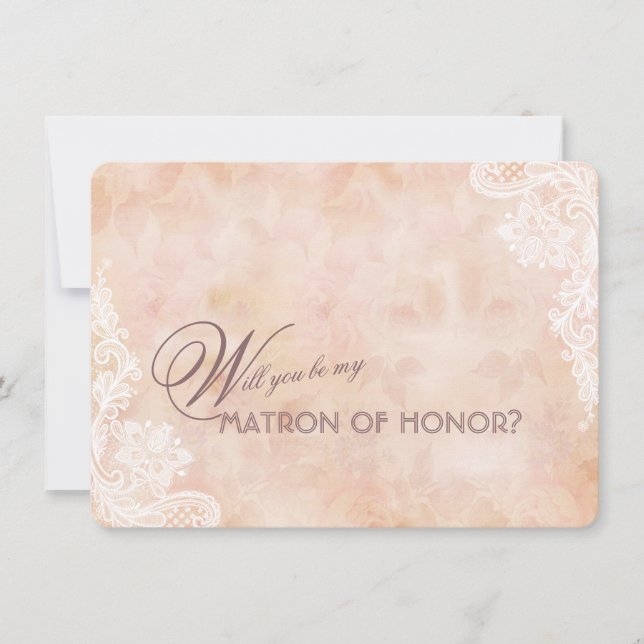 Rose Altes Papier Hochzeitsmatron der Ehre (Vorderseite)