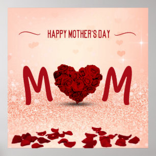 Rose am Muttertag Herz Bouquet - Plakatwerbung Poster