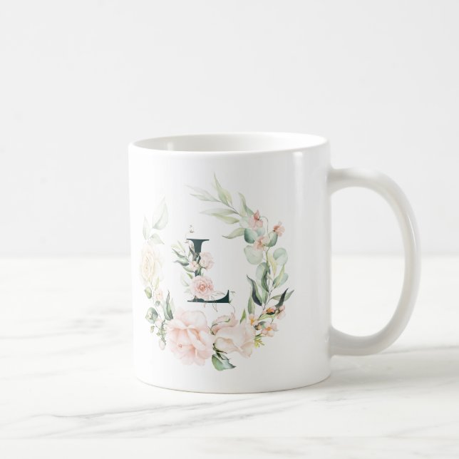 Rose an Pasteten haben Blumenmonogramm Kaffeetasse (Rechts)