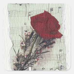 <Rose and Music> durch Kim Koza 2 Quadratischer Aufkleber