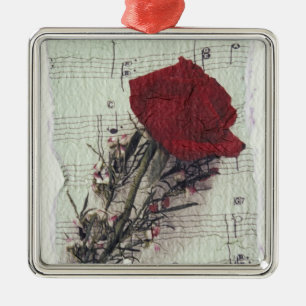 <Rose and Music> durch Kim Koza 2 Silbernes Ornament