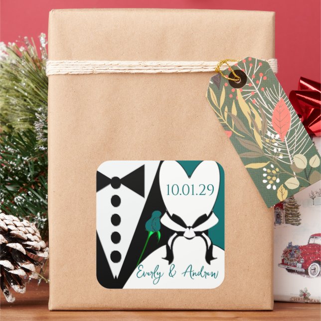 Rose Ändert die Farbe, um sich mit Ihrer Veranstal Quadratischer Aufkleber (Feiertag)