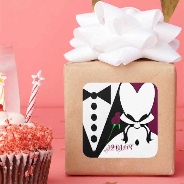 Rose Ändert die Farbe, um sich mit Ihrer Veranstal Quadratischer Aufkleber (Party)