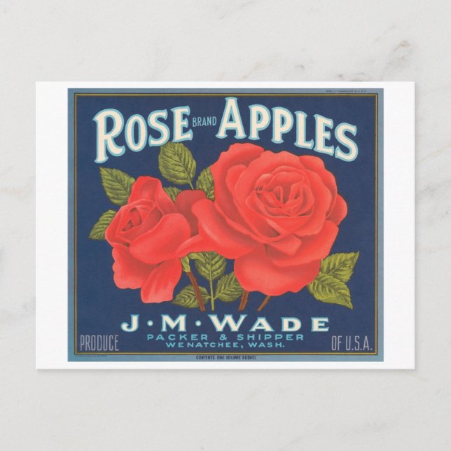 Rose - Äpfel mit Vintager Kiste Postkarte (Vorderseite)