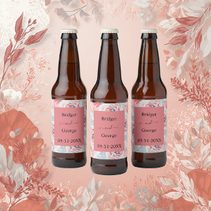 Rose Aprikose Hochzeit Bierflaschenetikett