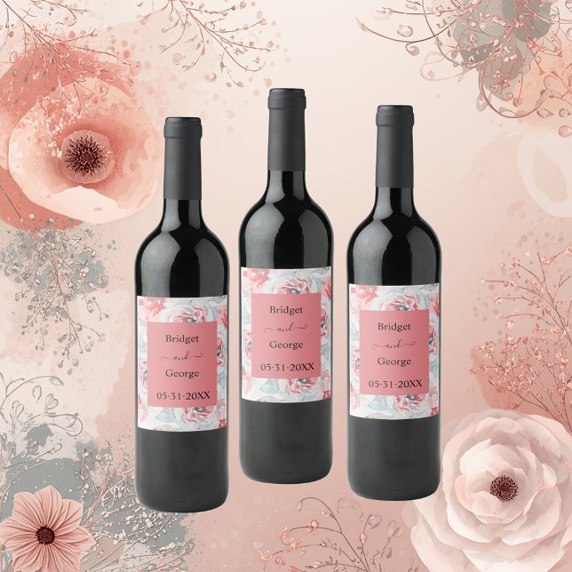 Rose Aprikose Hochzeit Weinetikett (Von Creator hochgeladen)