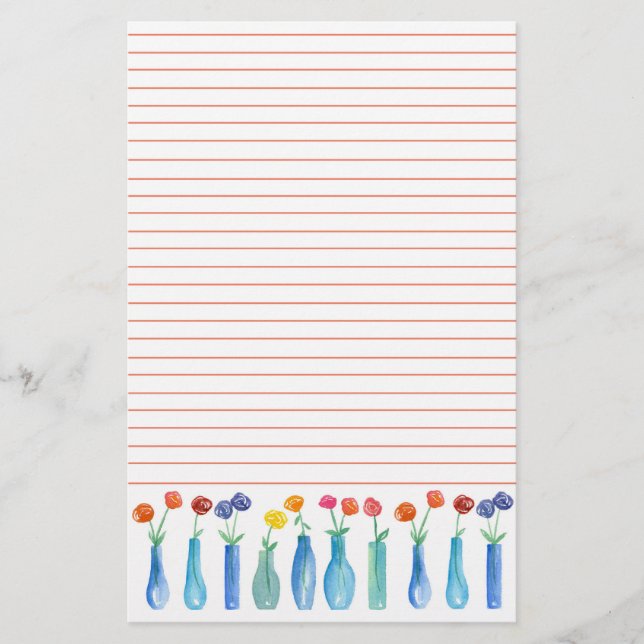 Rose Aquarell Blume Bouquets Orange Linde Briefpapier (Vorderseite)