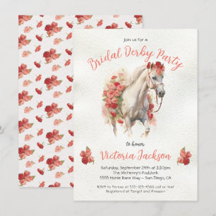 Rose, Aquarell Derby Brautparty Einladung