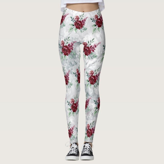 Rose Aquarell Frauen Leggings (Vorderseite)