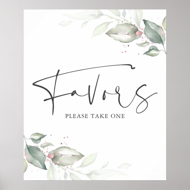 Rose Aquarell Gold Blätter Favoriten Zeichen Poster (Vorne)