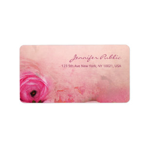 Rose Aquarell Moderne Handschrift Elegant Adressaufkleber