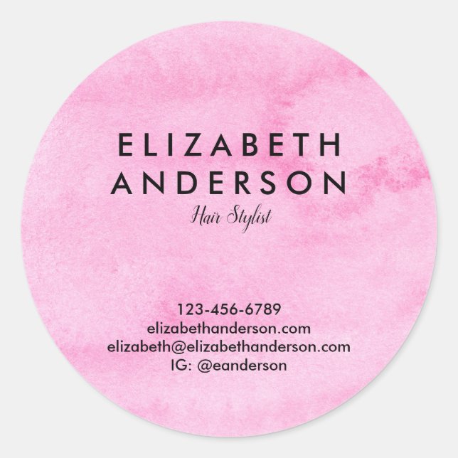 Rose Aquarell rosa Runder Aufkleber (Vorderseite)