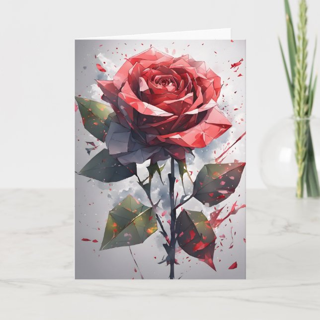 Rose - Aquarellblumen Karte (Vorderseite)