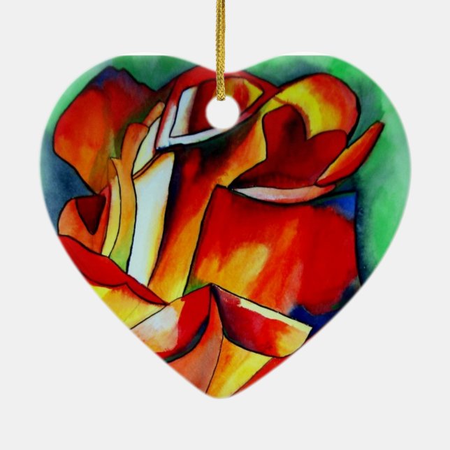 Rose Aquarellkunst Keramik Ornament (Hinten)