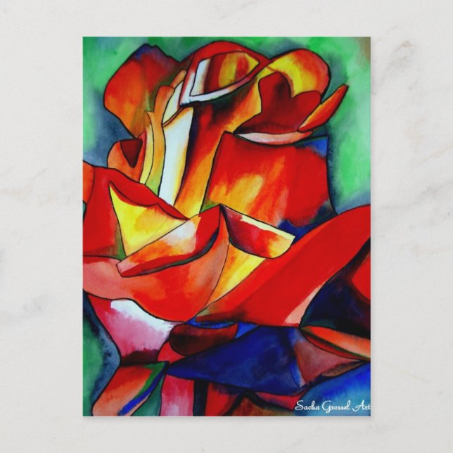 Rose Aquarellkunst Postkarte (Vorderseite)