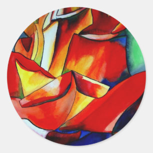 Rose Aquarellkunst Runder Aufkleber