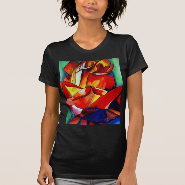 Rose Aquarellkunst T-Shirt (Vorderseite)