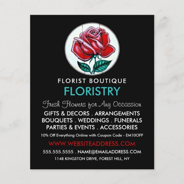 Rose Art, Florist, Werbung in Florenz Flyer (Vorne)