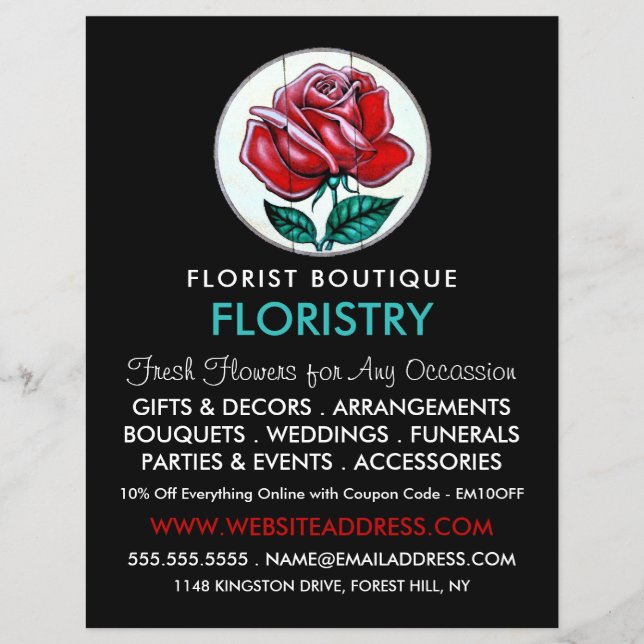 Rose Art, Florist, Werbung in Florenz Flyer (Vorne)