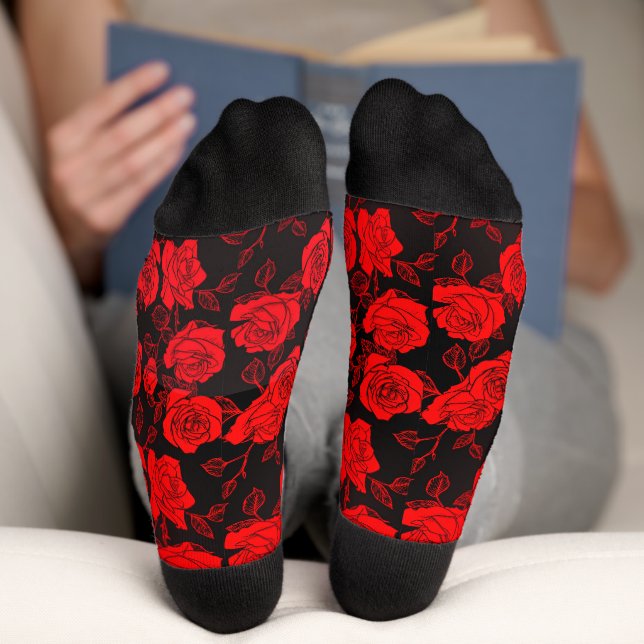 Rose Art Muster Crew Socken (Unterseite)