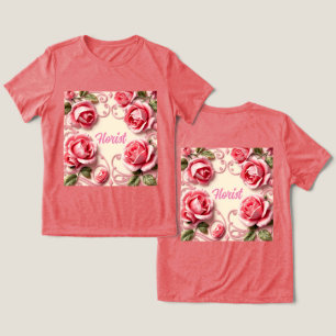 Rose Art Nouveau Florist Red Trimix T - Shirt