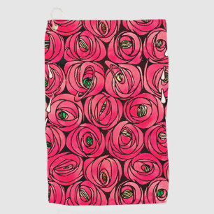 Rose Art Nouveau Rennie Macintosh Grafik Golfhandtuch