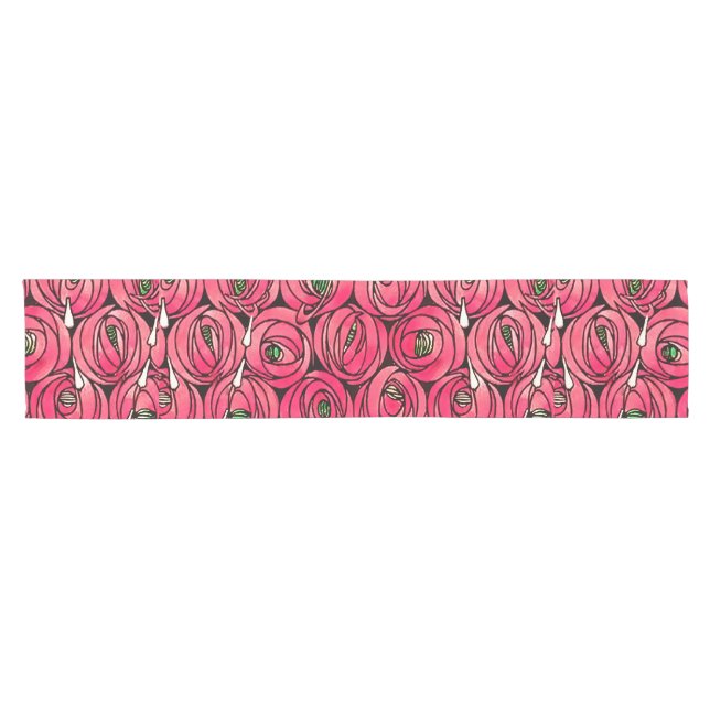 Rose Art Nouveau Rennie Macintosh Grafik Kurzer Tischläufer (Horizontal)