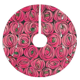 Rose Art Nouveau Rennie Macintosh Grafik Polyester Weihnachtsbaumdecke