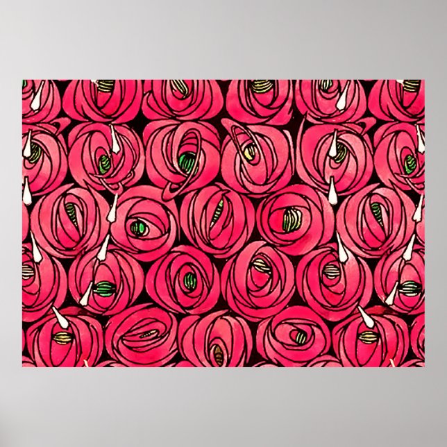 Rose Art Nouveau Rennie Macintosh Grafik Poster (Vorne)