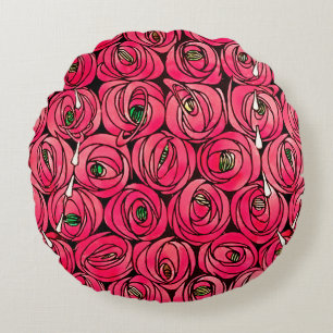 Rose Art Nouveau Rennie Macintosh Grafik Rundes Kissen