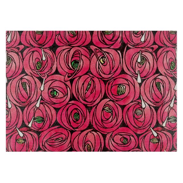 Rose Art Nouveau Rennie Macintosh Grafik Schneidebrett (Vorderseite)