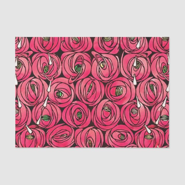 Rose Art Nouveau Rennie Macintosh Grafik Seidenpapier (Vorderseite)