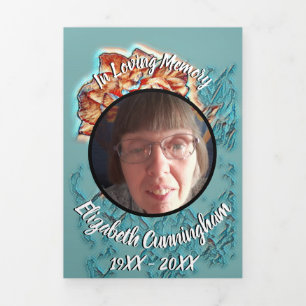 Rose Art Orange Blue Foto Collage Memorial Dreifach Gefaltete Ankündigung