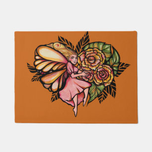 Rose Art Peach and Pink Fairies Garden Fußmatte