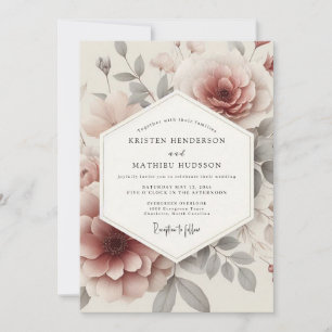 Rose Ash Etherische Blütenhochzeit Einladung
