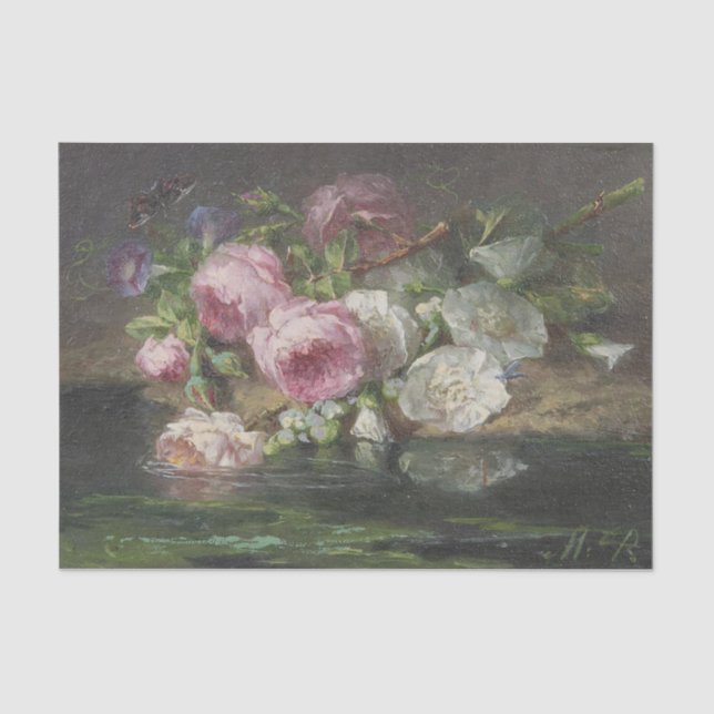 Rose auf dem Waldboden von Margaretha Roosenboom Seidenpapier (Vorderseite)
