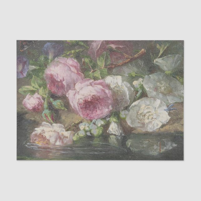 Rose auf dem Waldboden von Margaretha Roosenboom Seidenpapier (Vorderseite)