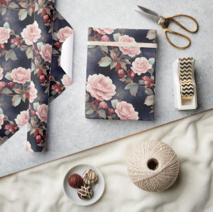 Rose auf dem Zauber der Nacht Himmel Geschenkpapier