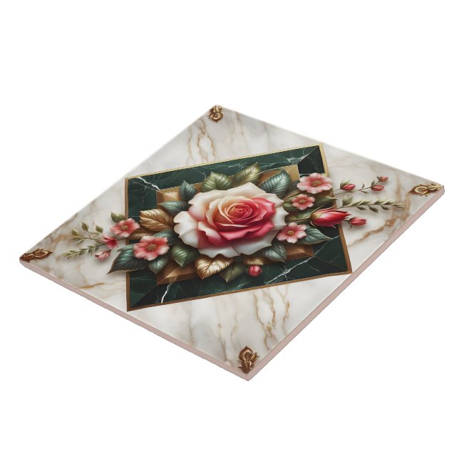 Rose auf eleganten Marmor Fliese (Seite)