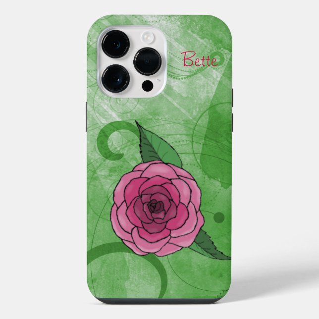 Rose auf Grün  iPhone Hülle (Rückseite)