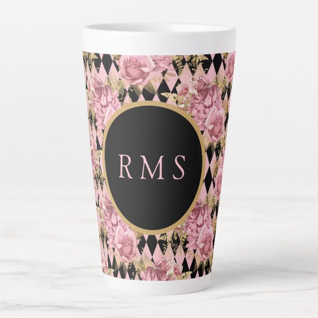 Rose auf Harlequin Monogram Milchtasse (Vorderseite)