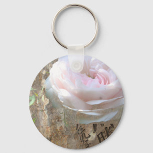 Rose auf Holz Schlüsselanhänger